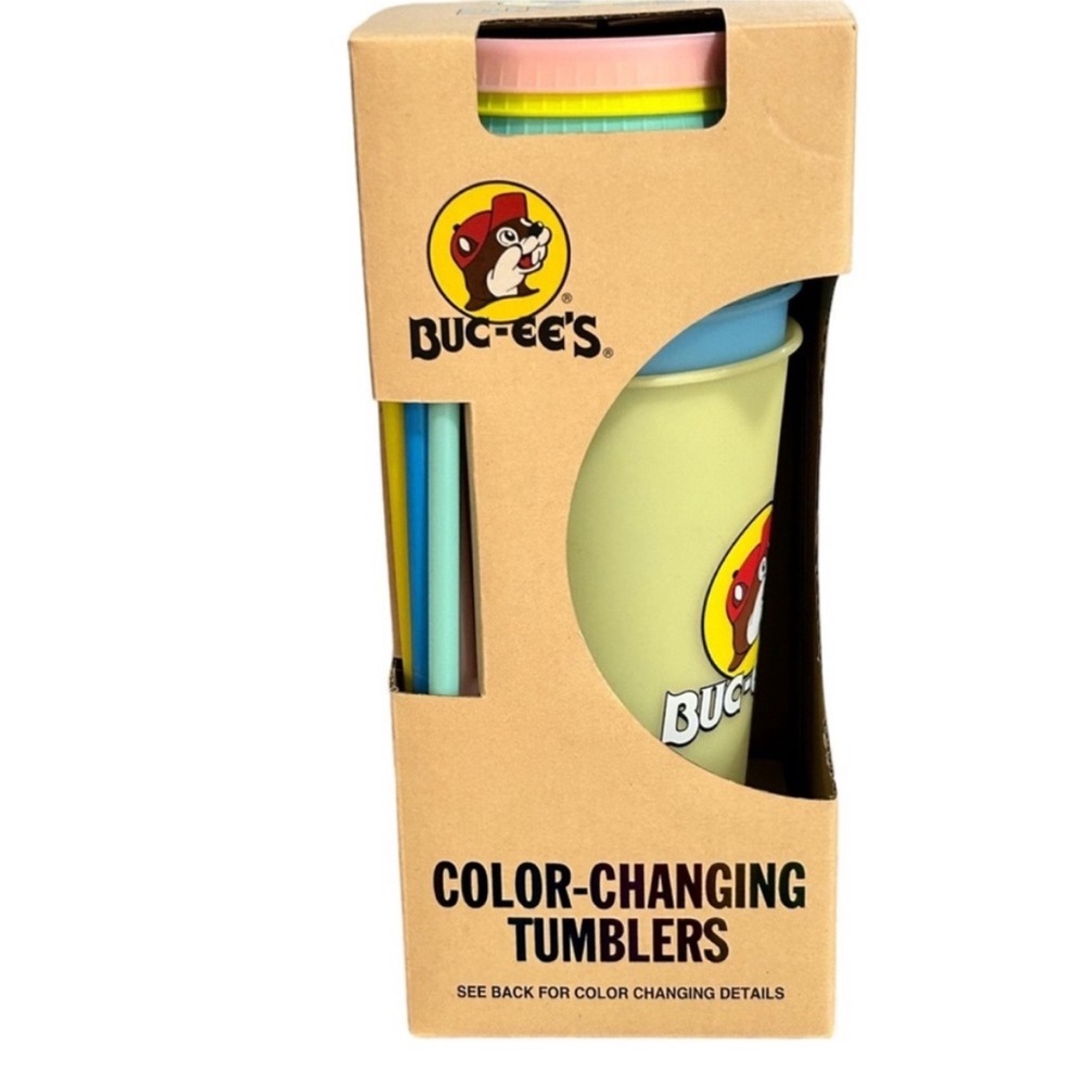 Buc-ee's Color Changing Tumblers,
5 Tumblers W/ Lids & Straws, Each One is 25 Oz